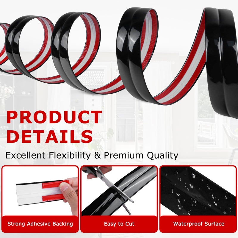 LSGCQ Flexible Wall Corner Protector Moulding Trim Peel and Stick Wall Corner Guards Edge Protector Self Adhesive Molding Trim Strip for Edge Ceiling (Black  1.6 in x 10 Ft) - Image 2